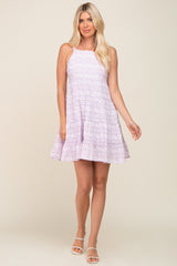 Lavender Floral Square Neck Tiered Dress