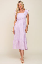 Lavender Lace Pleated Midi Dress