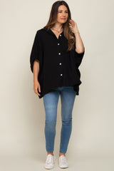 Black Gauze Double Layered Maternity Button Up Top