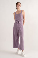 Lavender Tie Sleeveless Linen Jumpsuit