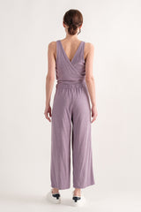 Lavender Tie Sleeveless Linen Jumpsuit