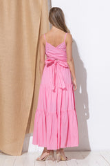 Pink Tie Maxi Dress