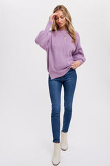 Lavender Knit Mock Neck Sweater