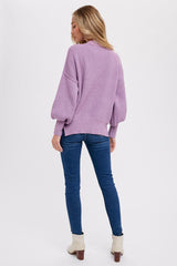 Lavender Knit Mock Neck Sweater