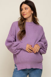 Lavender Knit Mock Neck Maternity Sweater