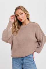 Mocha Knit Mock Neck Maternity Sweater