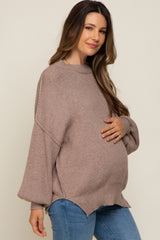 Mocha Knit Mock Neck Maternity Sweater