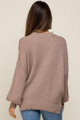 Mocha Knit Mock Neck Maternity Sweater