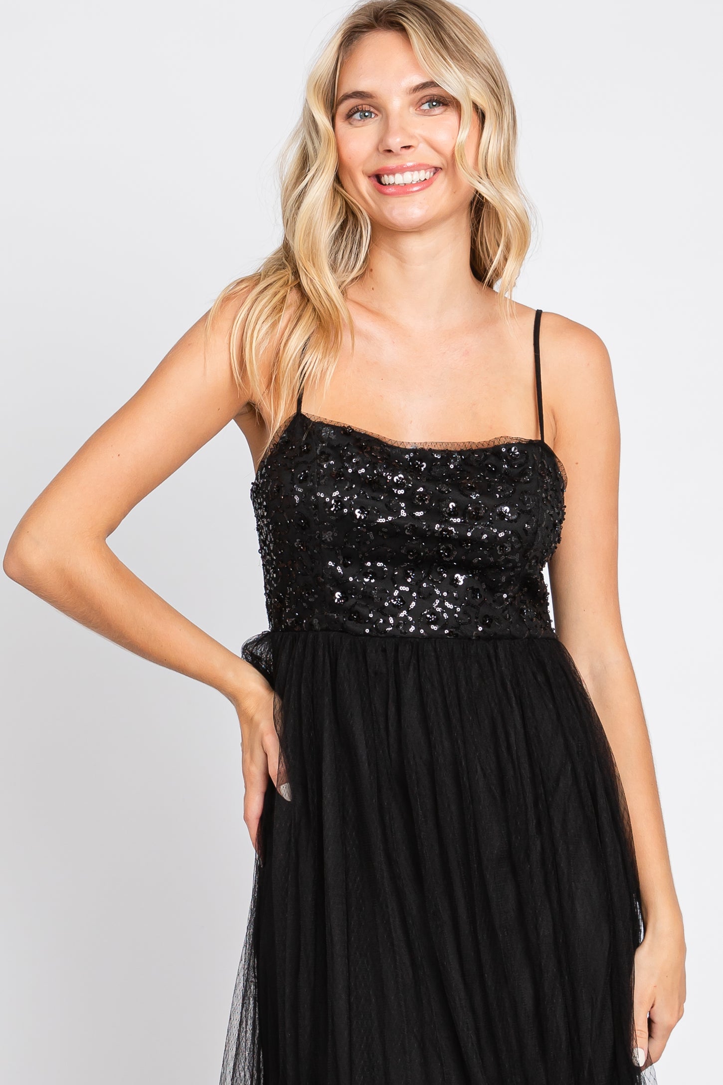 Sequined tulle top
