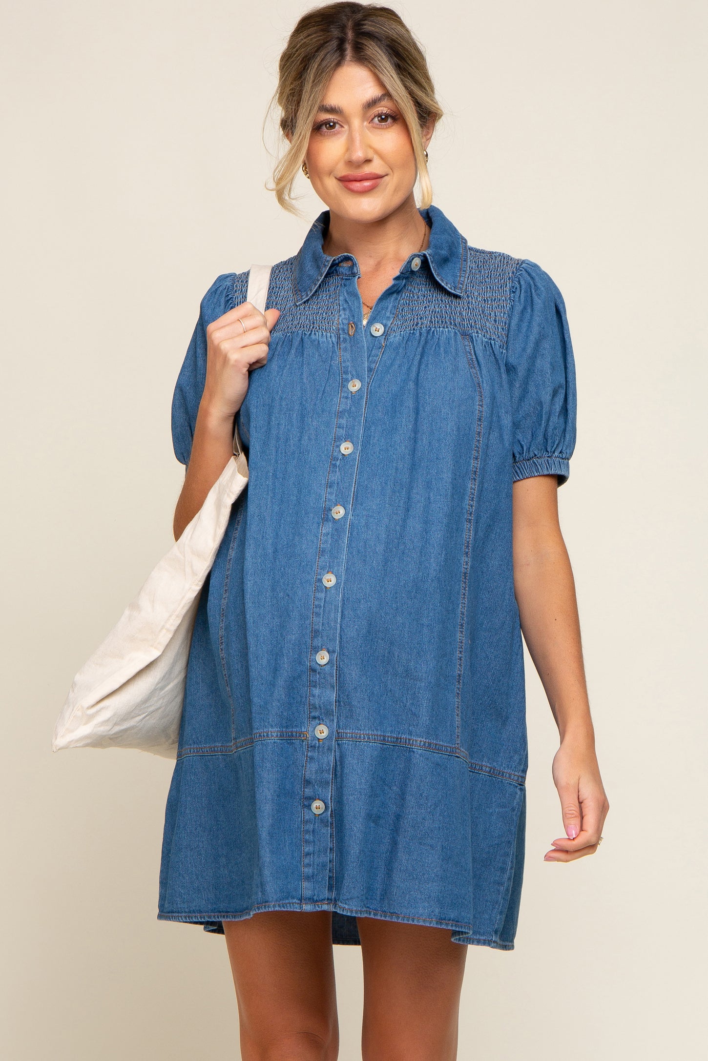 Long Shirt Dress in Cotton Gauze, Maternity & Nursing Special - navy blue,  Maternity