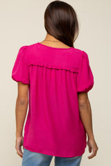 Fuchsia Puff Sleeve Maternity Blouse