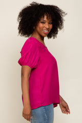 Fuchsia Puff Sleeve Blouse