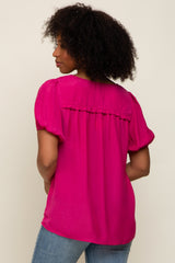 Fuchsia Puff Sleeve Blouse