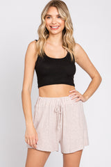 Mauve Ribbed Soft Knit Shorts