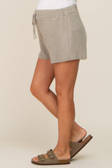 Light Olive Ribbed Soft Knit Maternity Shorts