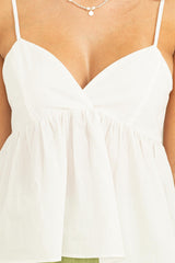 Off White Tie-Back Peplum Cami Top