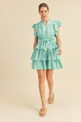 Aqua Ruffle Tiered Mini Dress