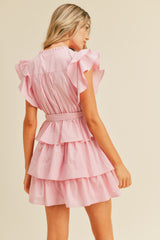 Pink Ruffle Tiered Mini Dress