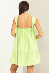 Green Sleeveless Ruffled Mini Dress