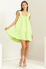 Green Sleeveless Ruffled Mini Dress