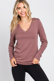 Burgundy Fitted Long Sleeve Top