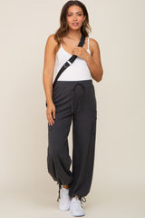 Charcoal Side Pocket Drawstring Ankle Tie Maternity Lounge Pants