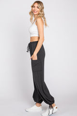 Charcoal Side Pocket Drawstring Ankle Tie Lounge Pants