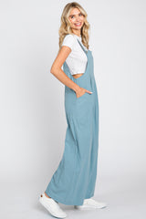 Blue Front Pocket Pleated Linen Overall