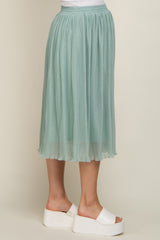 Mint Green Pleated Maternity Midi Skirt