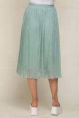 Mint Green Pleated Maternity Midi Skirt