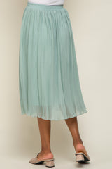 Mint Green Pleated Midi Skirt