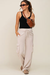 Beige Pocketed Maternity Sweatpants