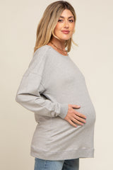 Heather Grey Terry Exposed Seam Maternity Sweatshirt