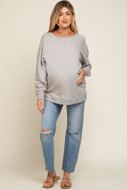 Heather Grey Terry Exposed Seam Maternity Sweatshirt