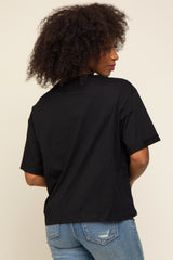 Black Basic Rolled Short Sleeve T-Shirt