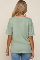 Light Olive Raw Hem Front Pocket Maternity T-Shirt