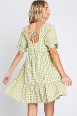 Sage Gingham Tiered Dress