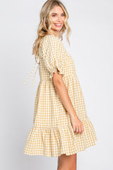 Yellow Gingham Tiered Dress