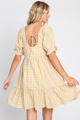 Yellow Gingham Tiered Dress