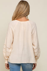 Cream Tie Front Long Sleeve Maternity Blouse