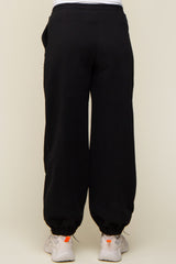 Black Drawstring Maternity Relaxed Fit Sweatpants