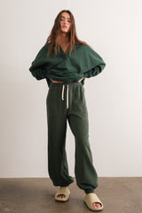 Forest Green Drawstring Maternity Relaxed Fit Sweatpants