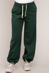 Forest Green Drawstring Maternity Relaxed Fit Sweatpants