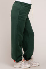 Forest Green Drawstring Maternity Relaxed Fit Sweatpants