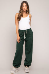 Forest Green Drawstring Maternity Relaxed Fit Sweatpants