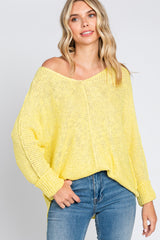 Yellow Chunky Knit Side Slit Maternity Sweater