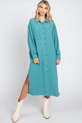 Jade Button Down Collared Maxi Dress