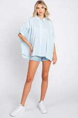 Light Blue Striped Dolman Button Down Top