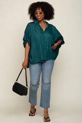 Green Oversized Button Down Blouse