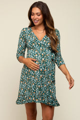 Green Floral Maternity/Nursing Wrap Dress